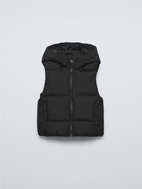 ZARA KIDS Water Repellent Hooded Padded Vest